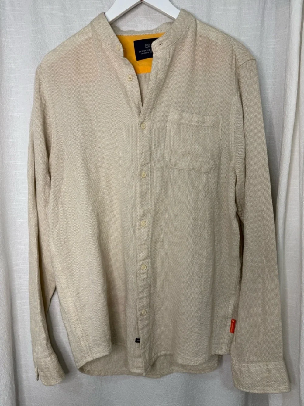 Men's Scotch and Soda, Lino Weave Band Collar Button-Up Shirt size L - Picture 2 of 15